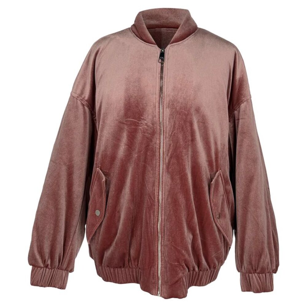 Hugo Boss Zip-Up Bomber Jacket in Pink Velvet